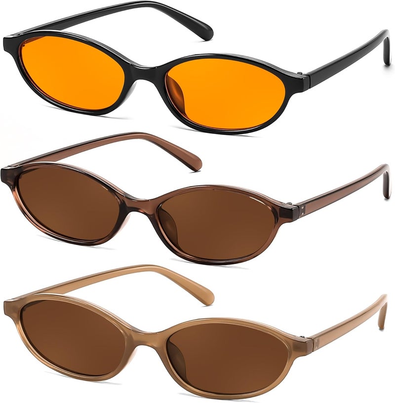 FEISEDY Retro Oval Cat Eye Sunglasses for Women 90s Narrow Lightweight Shades Y2k Trendy Sunnies B0257 - Image 3